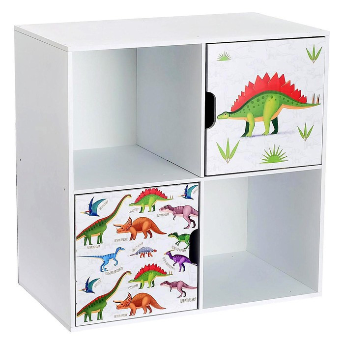 Стеллаж с дверцами «Динозавры», 60 × 60 см, цвет белый - фото 4 - id-p217724896