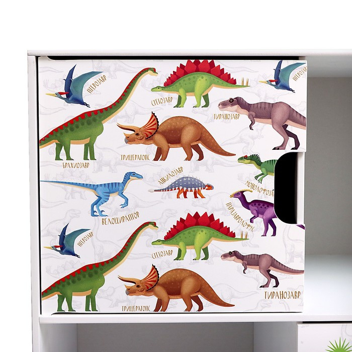Стеллаж с дверцами «Динозавры», 60 × 60 см, цвет белый - фото 8 - id-p217724896