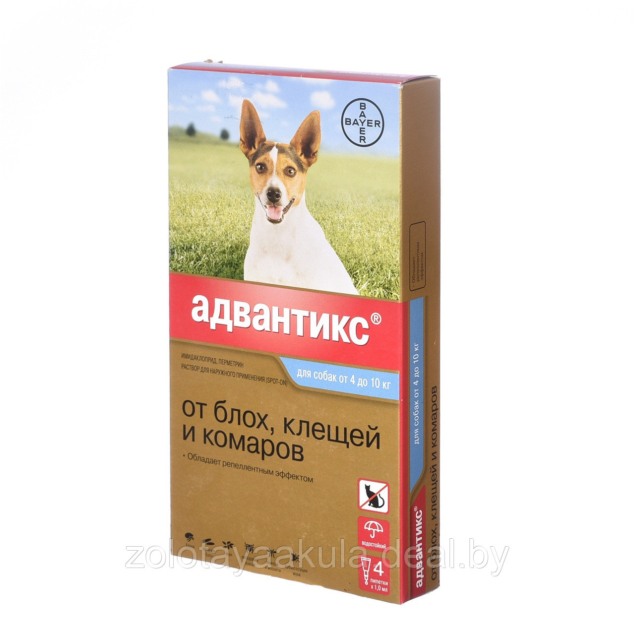 Капли Bayer Адвантикс для собак 4-10кг от блох, вшей, власоедов, клещей и др паразитов 1пип 1мл