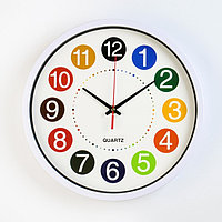 Часы настенные, серия: Детские, "Цветные цифры", дискретный ход, d-30 см, АА