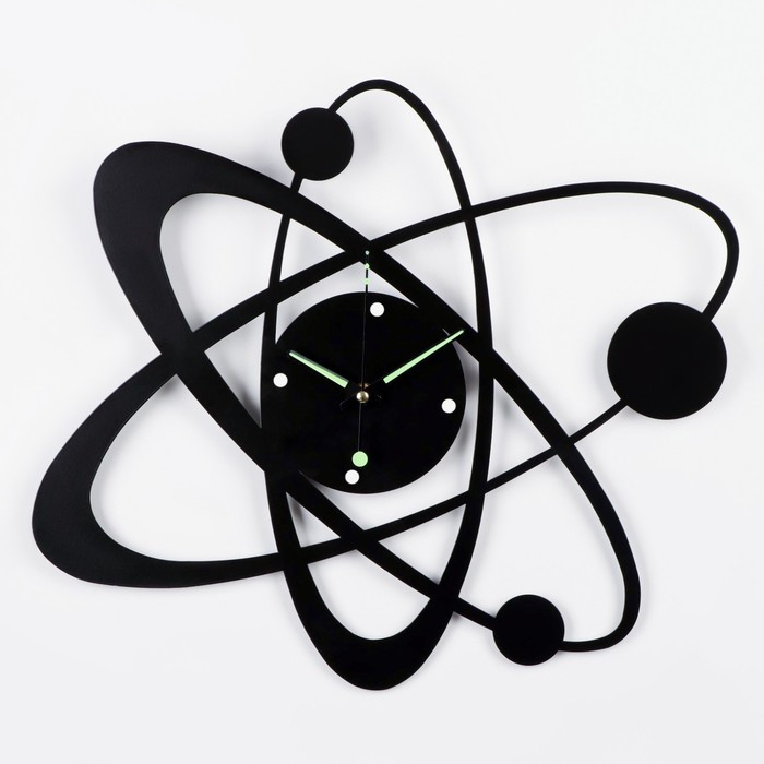 Часы настенные из металла "Космос", плавный ход, 40 х 40 см, d-12 см, светящиеся - фото 1 - id-p217720764