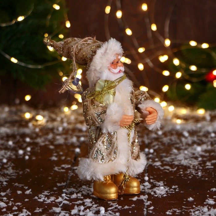 Дед Мороз "В колпаке " 17 см, золото - фото 2 - id-p217725031