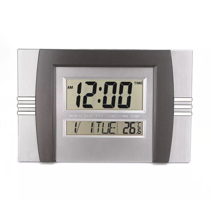 Часы электронные настенные, настольные, с будильником, 2 ААА, 29 х 18.5 х 2 см, микс - фото 5 - id-p217720799