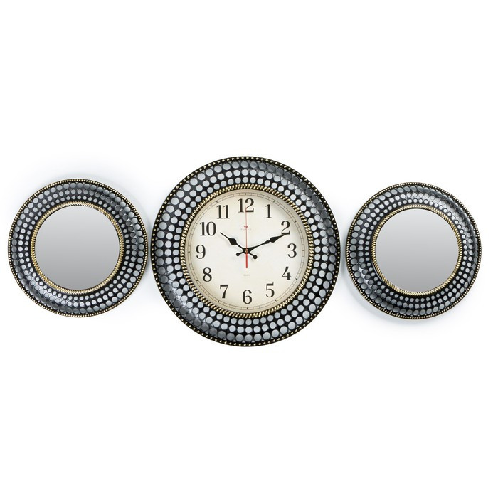 Часы настенные, серия: Интерьер, плавный ход, d-40 см,набор с 2 зеркалами - фото 1 - id-p217720807