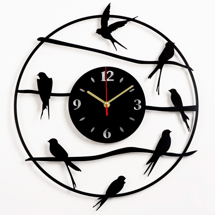 Часы настенные из металла "Птички", плавный ход, 40 х 40 см - фото 1 - id-p217720886