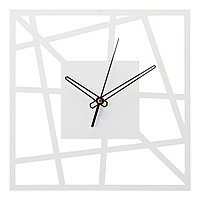 Часы настенные из металла "Линии", плавный ход, 30 х 30 см, белые