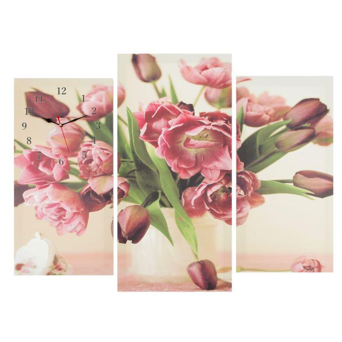 Часы настенные, модульные, серия: Цветы, "Цветы в вазе", 60 х 80 см - фото 4 - id-p217720921