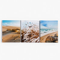 Часы настенные модульные, серия: Природа, "Песчаные пляжи", плавный ход, 117 х 48 см