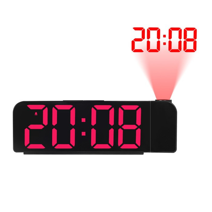 Часы настольные электронные с проекцией: будильник, термометр, календарь, 19.6 х 6.5 см - фото 1 - id-p217726376
