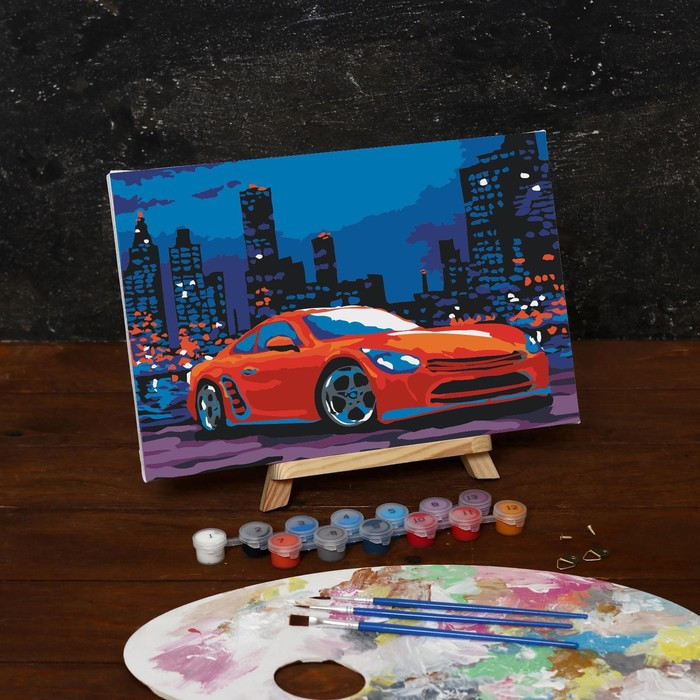 Картина по номерам на холсте с подрамником «Автомобиль в ночном городе», 30х20 см - фото 2 - id-p217728694