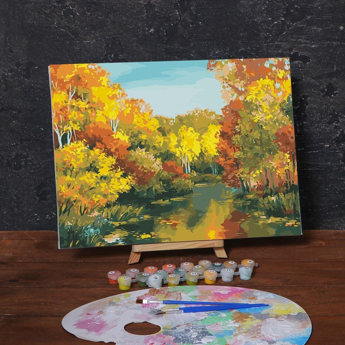 Картина по номерам на холсте с подрамником «Осенний пруд», 40х30 см - фото 2 - id-p217728700