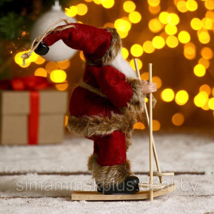 Дед Мороз "На лыжах" в бордовом костюме, 17 см - фото 4 - id-p217729404