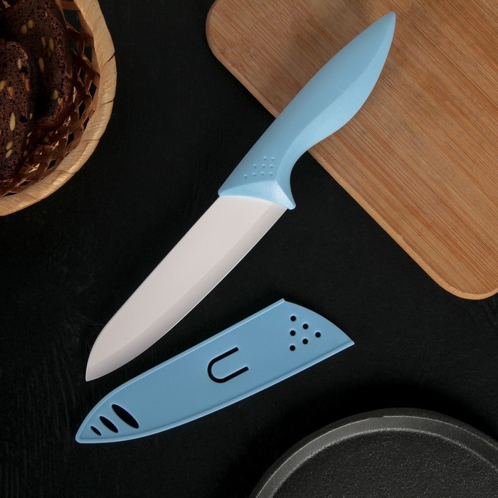 Нож керамический Доляна «Острота», лезвие 16 см, цвет голубой - фото 2 - id-p217730889