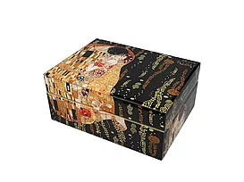 Шкатулка из стекла для украшений "Густав Климт Поцелуй"  CARMANI 20x15x9cm