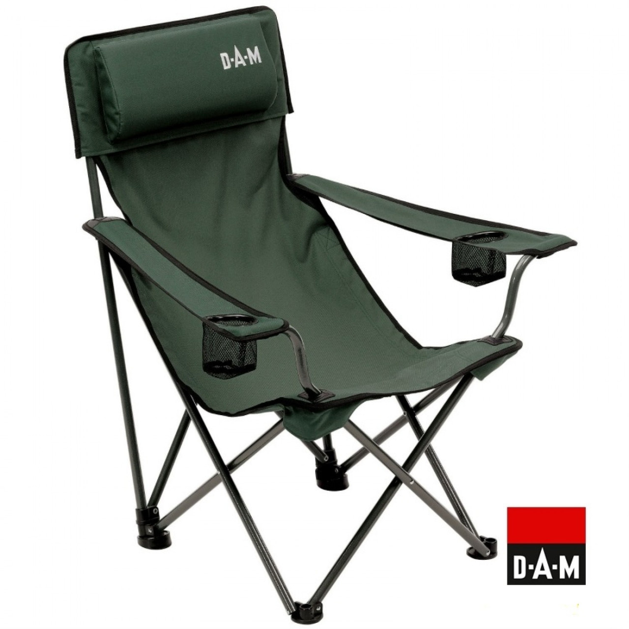Кресло складное DAM Foldable Chair with Bottle Holder, 4,0kg Steel, max,130kg, Pillow, +Transp, Bag - фото 1 - id-p217734978