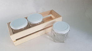 Набор банок для создания подарка  "Медовое трио-1" 3 стеклянных пустых  баночки  100мл с крышками