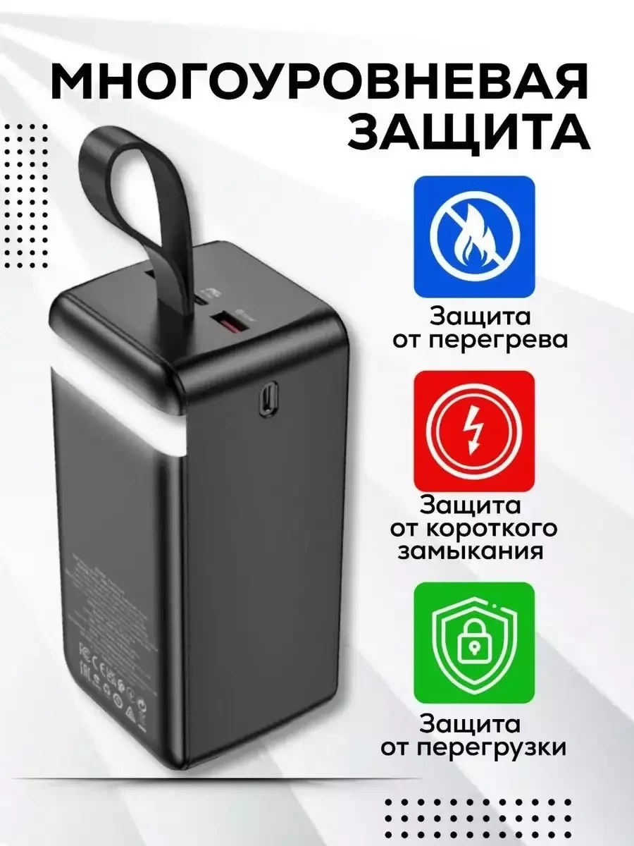 Портативное зарядное устройство Hoco 50000 mAh / Power Bank внешний аккумулятор с быстрой зарядкой и - фото 5 - id-p217736470