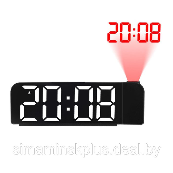 Часы настольные электронные с проекцией: будильник, термометр, календарь, 19.6 х 6.5 см - фото 1 - id-p217740543