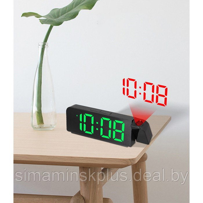 Часы настольные электронные с проекцией: будильник, термометр, календарь, 19.6 х 6.5 см - фото 2 - id-p217740544