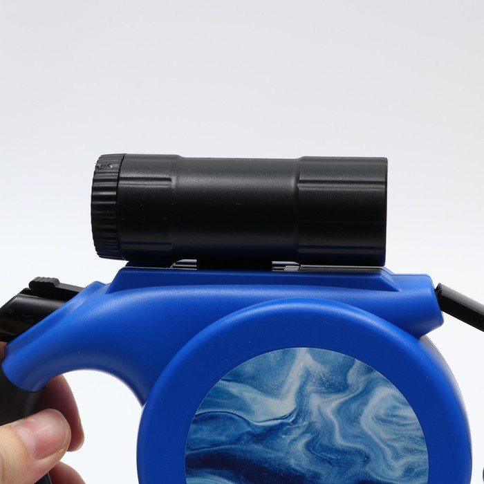 Рулетка с фонарем и отсеком для пакетов, 5 м, вес животного до 50 кг, синяя - фото 9 - id-p217740883