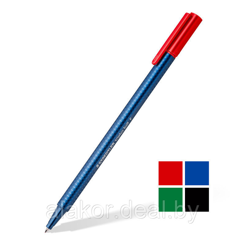 Ручка шариковая STAEDTLER triplus ball 437, цвет красный, корпус синий, 0.3мм - фото 1 - id-p217743140