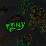 Постельное бельё 1,5 сп Neon Series "Rainbow vibes" My Little Pony 143*215 см, 150*214 см, 50*70 см -1 шт,, фото 5