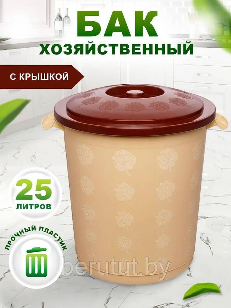 Бак универсальный 25 л с крышкой и ручками БЕЖЕВЫЙ - фото 1 - id-p217752083