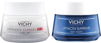 Набор косметики для лица Vichy Liftactiv Supreme Крем д/лица SPF30 50мл+Крем д/лица ночной 50мл - фото 1 - id-p217752955