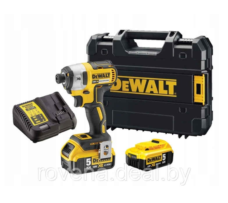 Винтоверт DeWALT DCF887P2 + DCB115 + 2x 5ah DCB184 аккумуляторный импульсный бесщеточный + кейс - фото 1 - id-p204271871