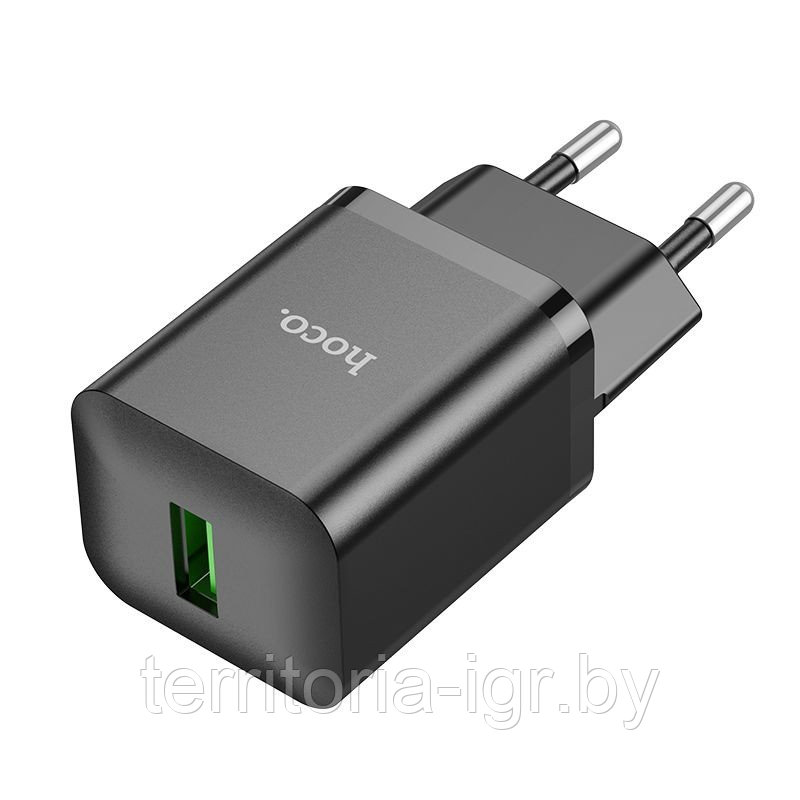 Сетевое зарядное устройство N26 USB QC3.0 черный Hoco - фото 2 - id-p217772019