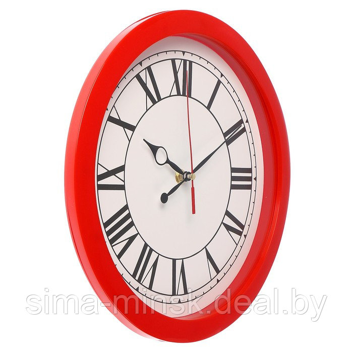 Часы настенные "Классика", римские цифры, красный обод, 28х28 см - фото 2 - id-p217772182