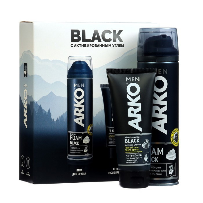 Набор подарочный мужской ARKO: Пена для бритья Black, 200 мл + Гель после бритья Black,100мл 1015660 - фото 1 - id-p217775172