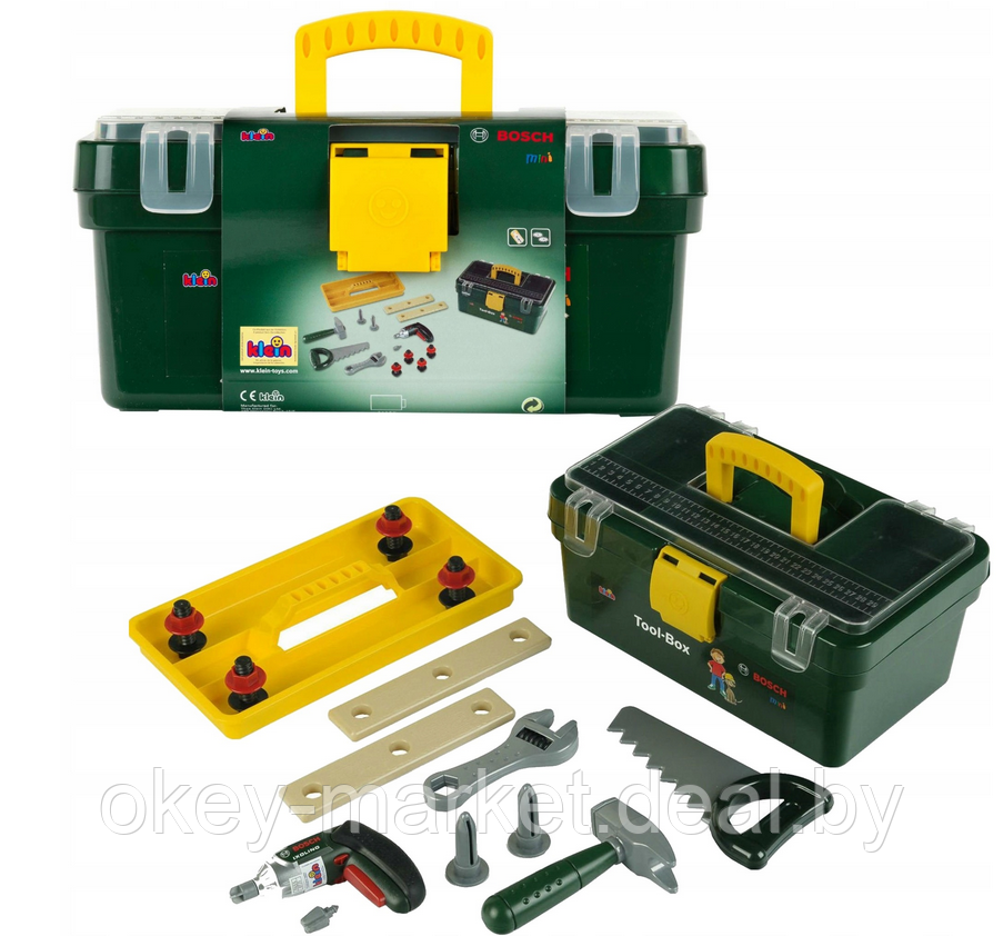 Игровой набор Klein Tool-Box Bosch - Чемодан инструментов + Электронная дрель-шуруповерт 8520 - фото 5 - id-p217775175