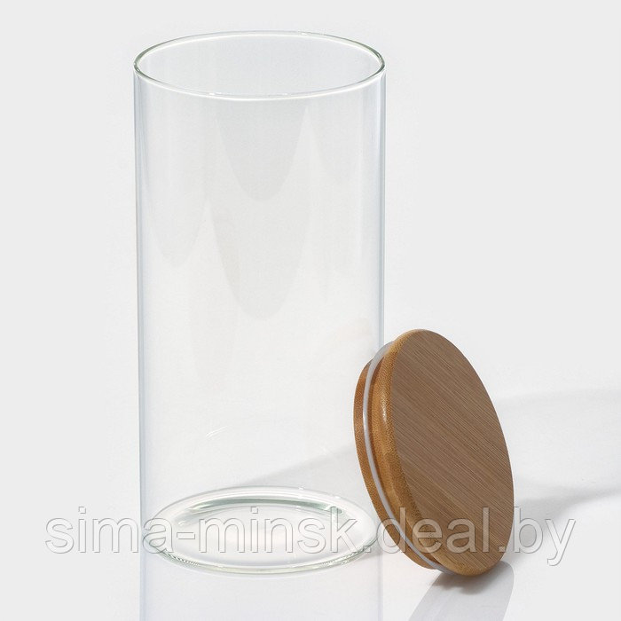 Банка стеклянная для сыпучих продуктов с бамбуковой крышкой BellaTenero «Эко», 1,3 л, 10×20,5 см - фото 3 - id-p217772677