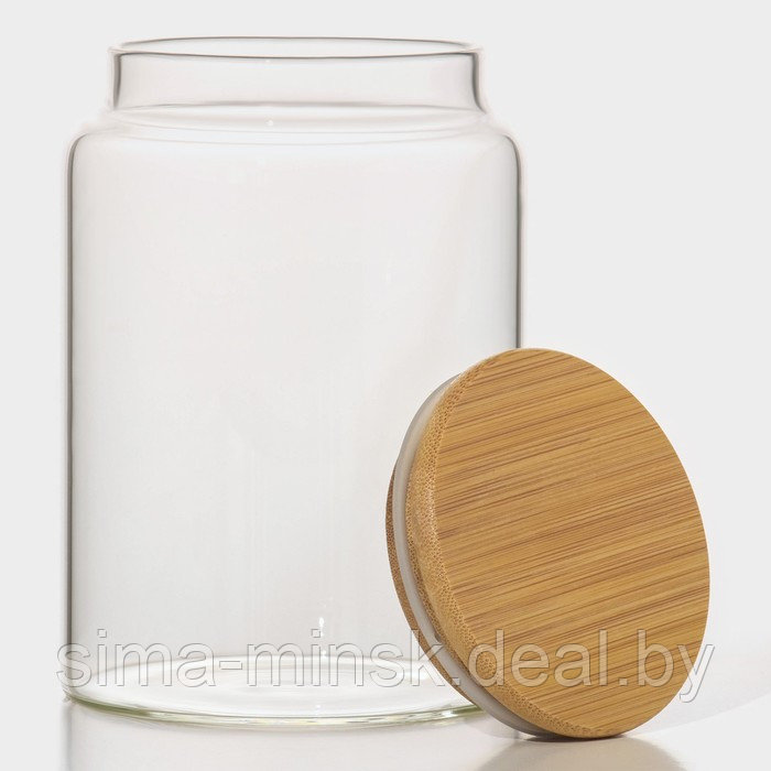 Банки стеклянные для сыпучих продуктов с бамбуковой крышкой BellaTenero «Эко», 350/800/1200 мл - фото 3 - id-p217772685