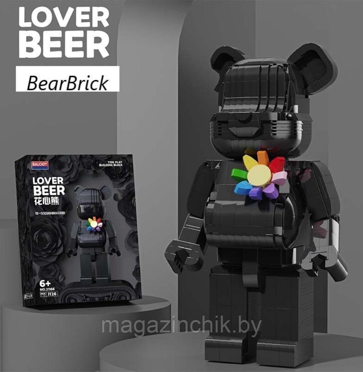 Конструктор Bearbrick Черный медведь 1126 дет., Balody 21166, эксклюзивная модель