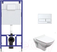 Унитаз подвесной с инсталляцией Cersanit Carina S-MZ-CARINA-XL-COn-S-DL-w + 525 040000 + L2 040012