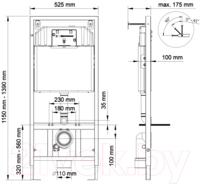 Унитаз подвесной с инсталляцией Cersanit Carina S-MZ-CARINA-XL-COn-S-DL-w + 525 040000 + F5 040055 - фото 8 - id-p217794447