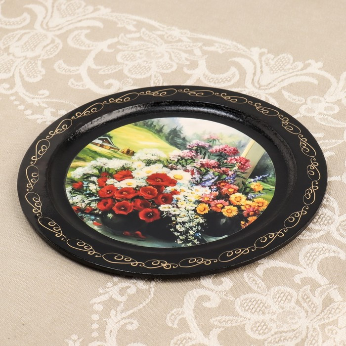 Тарелка декоративная «Цветы», D=18 см, лаковая миниатюра, микс - фото 2 - id-p217804303