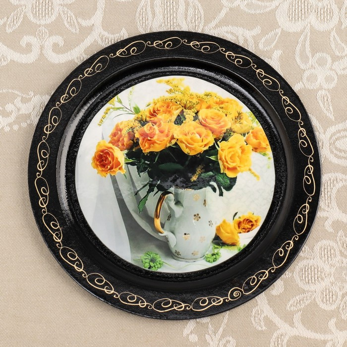 Тарелка декоративная «Цветы», D=18 см, лаковая миниатюра, микс - фото 5 - id-p217804303