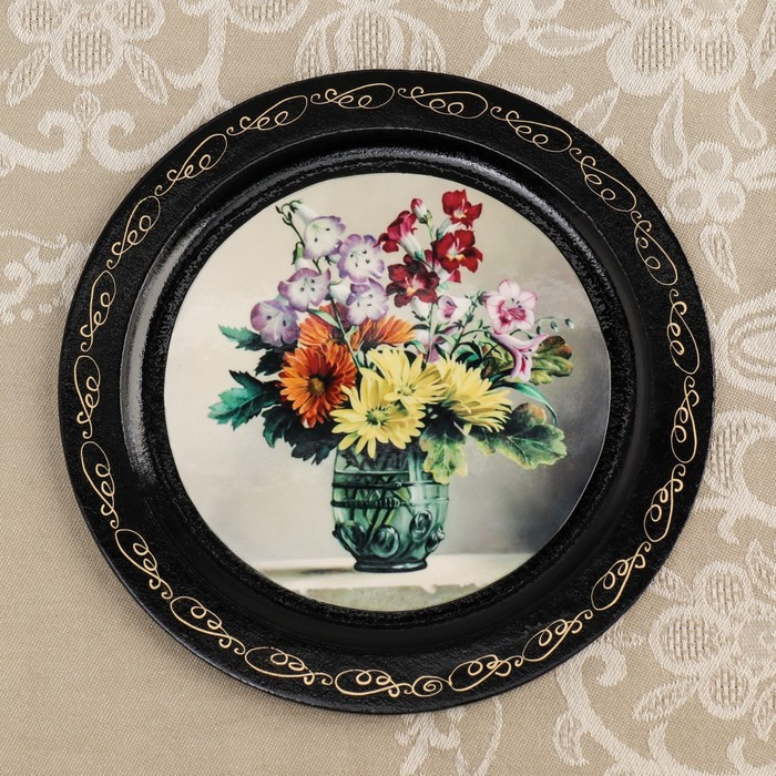 Тарелка декоративная «Цветы», D=18 см, лаковая миниатюра, микс - фото 9 - id-p217804303