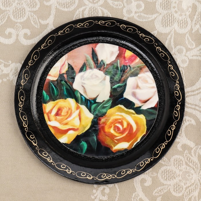 Тарелка декоративная «Цветы», D=18 см, лаковая миниатюра, микс - фото 10 - id-p217804303