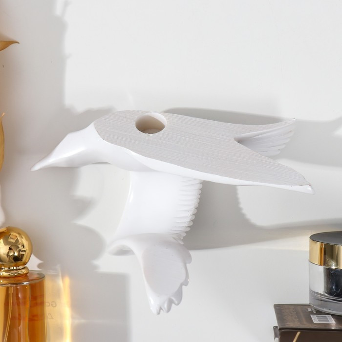 Сувенир полистоун настенный декор "Чайка, крылья вниз" белый 17,5х20 см - фото 3 - id-p217805571