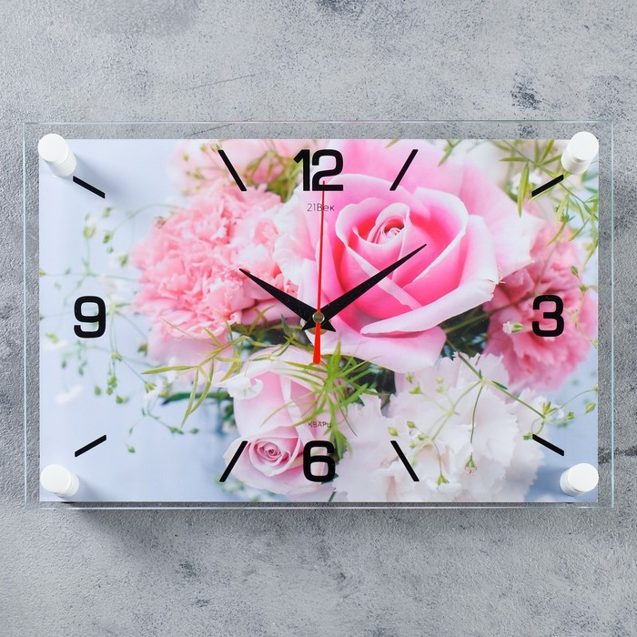 Часы-картина настенные, серия: Цветы, "Нежные розы", плавный ход, 20 х 30 см - фото 1 - id-p217804360