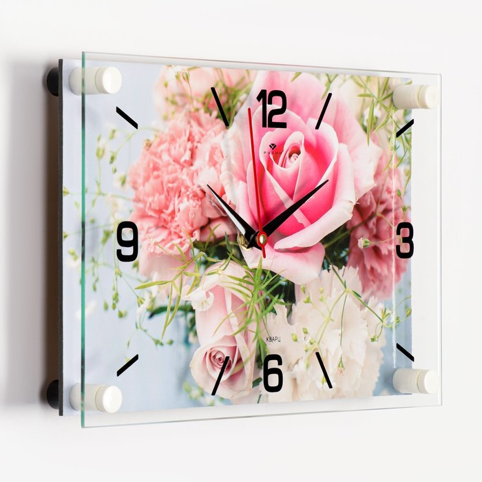 Часы-картина настенные, серия: Цветы, "Нежные розы", плавный ход, 20 х 30 см - фото 2 - id-p217804360