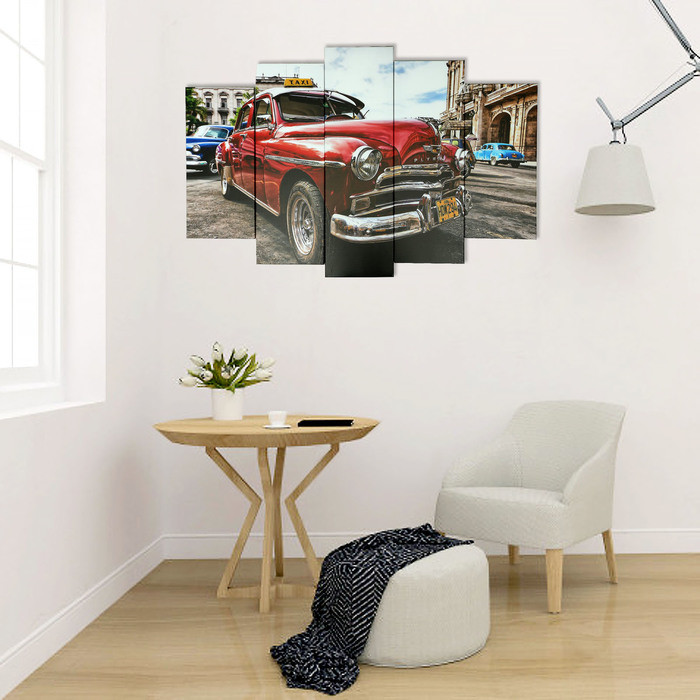Картина модульная на подрамнике "Ретро автомобиль" 120х80 см (2-24х53, 2-24х70, 1-24х80) - фото 2 - id-p217805587