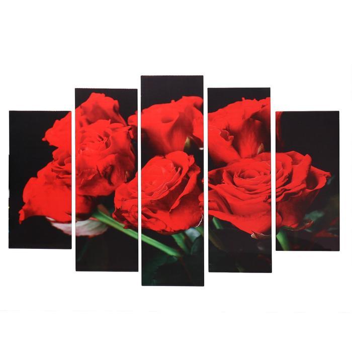 Модульная картина "Букет из роз" (2-23х52; 2-24х70; 1-24х80) 120х80см - фото 1 - id-p217805591