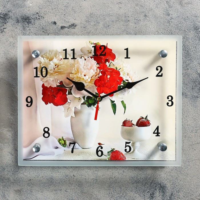 Часы настенные, серия: Цветы, "Цветы в вазе", 20х25 см - фото 1 - id-p217804381