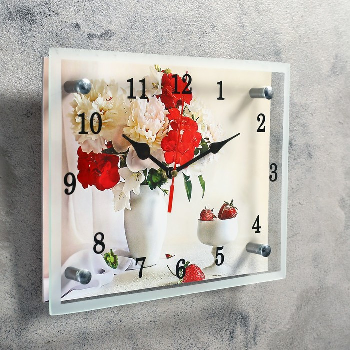 Часы настенные, серия: Цветы, "Цветы в вазе", 20х25 см - фото 2 - id-p217804381