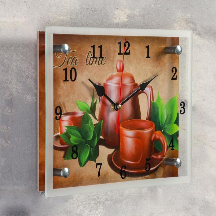 Часы-картина настенные, серия: Интерьер, "Чайный набор "Tea Time", 20х25 см - фото 2 - id-p217804384